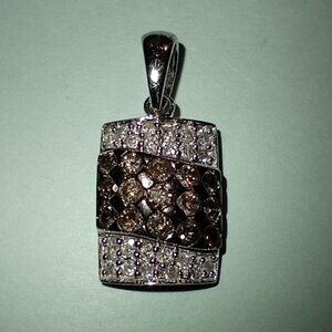REDUCED!  10Kt White Gold Chocolate & White Diamond Pendant